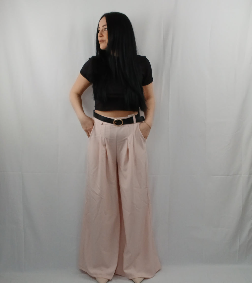 Pantalone con Cintura Stile Plissettato