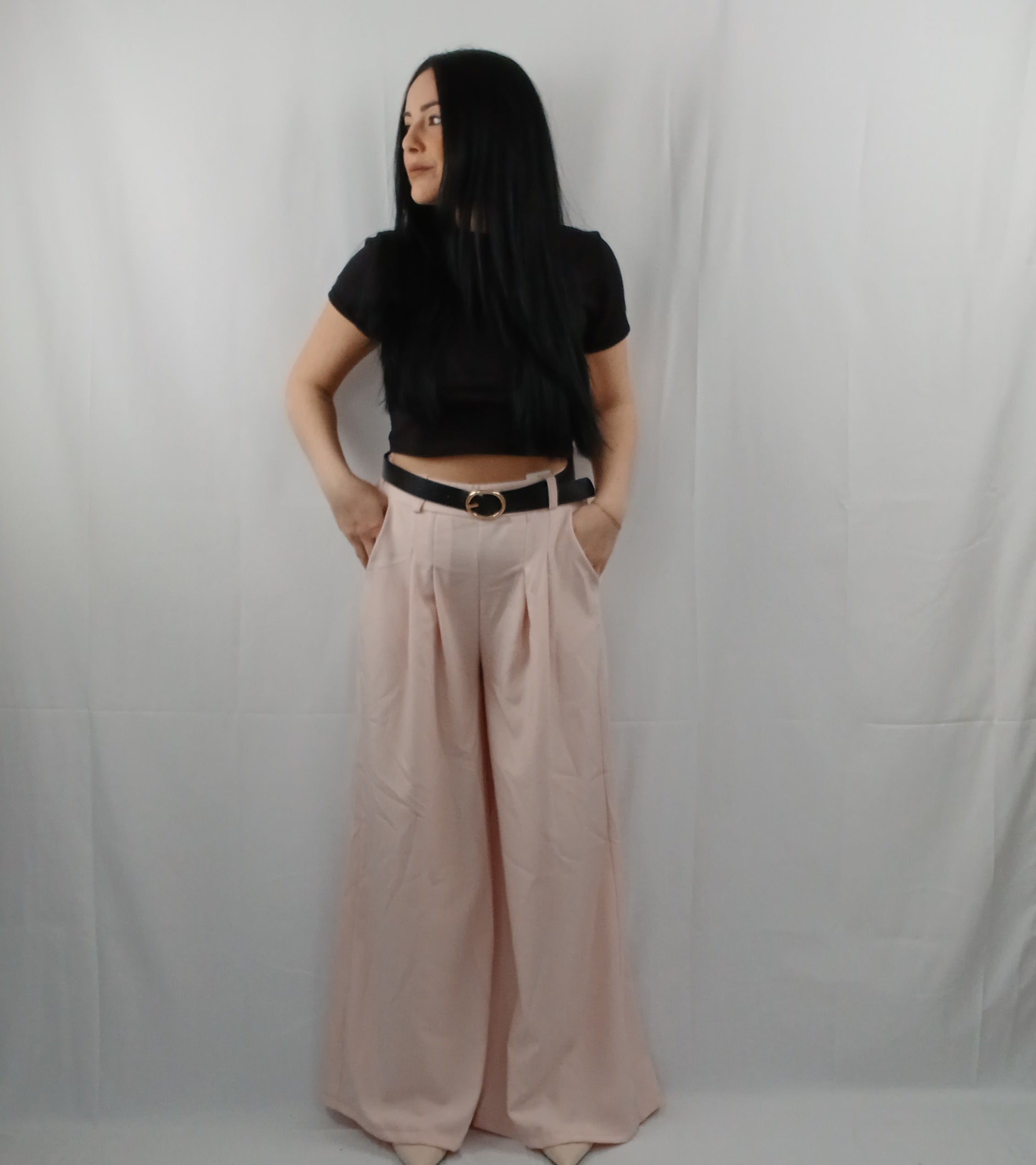 Pantalone con Cintura Stile Plissettato