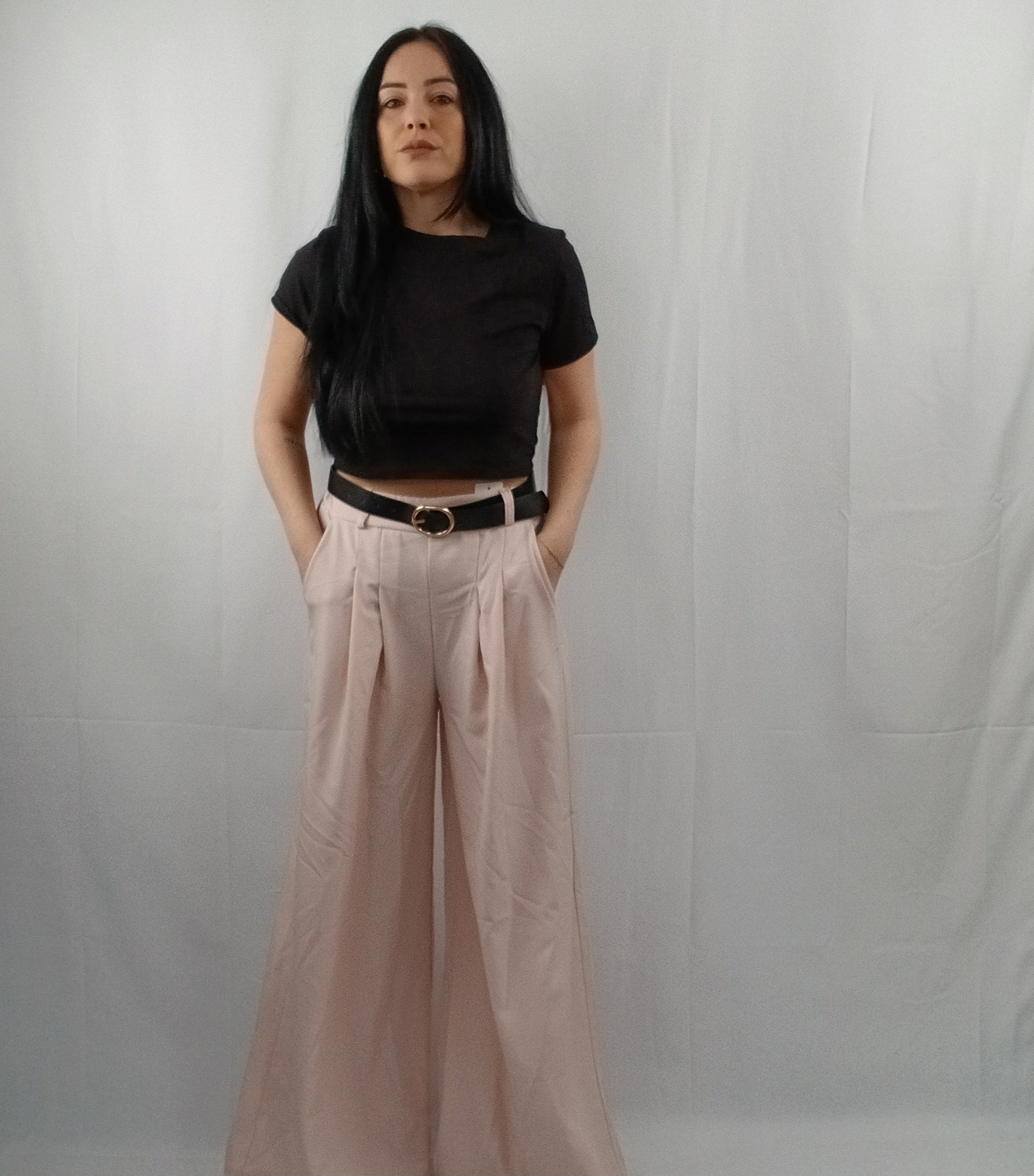 Pantalone con Cintura Stile Plissettato
