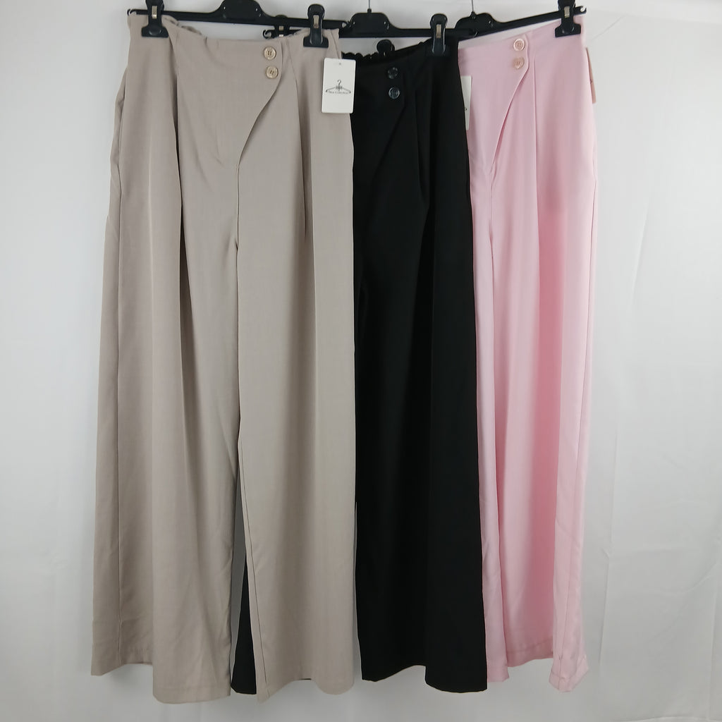 Pantalone Palazzo con Bottone Laterale