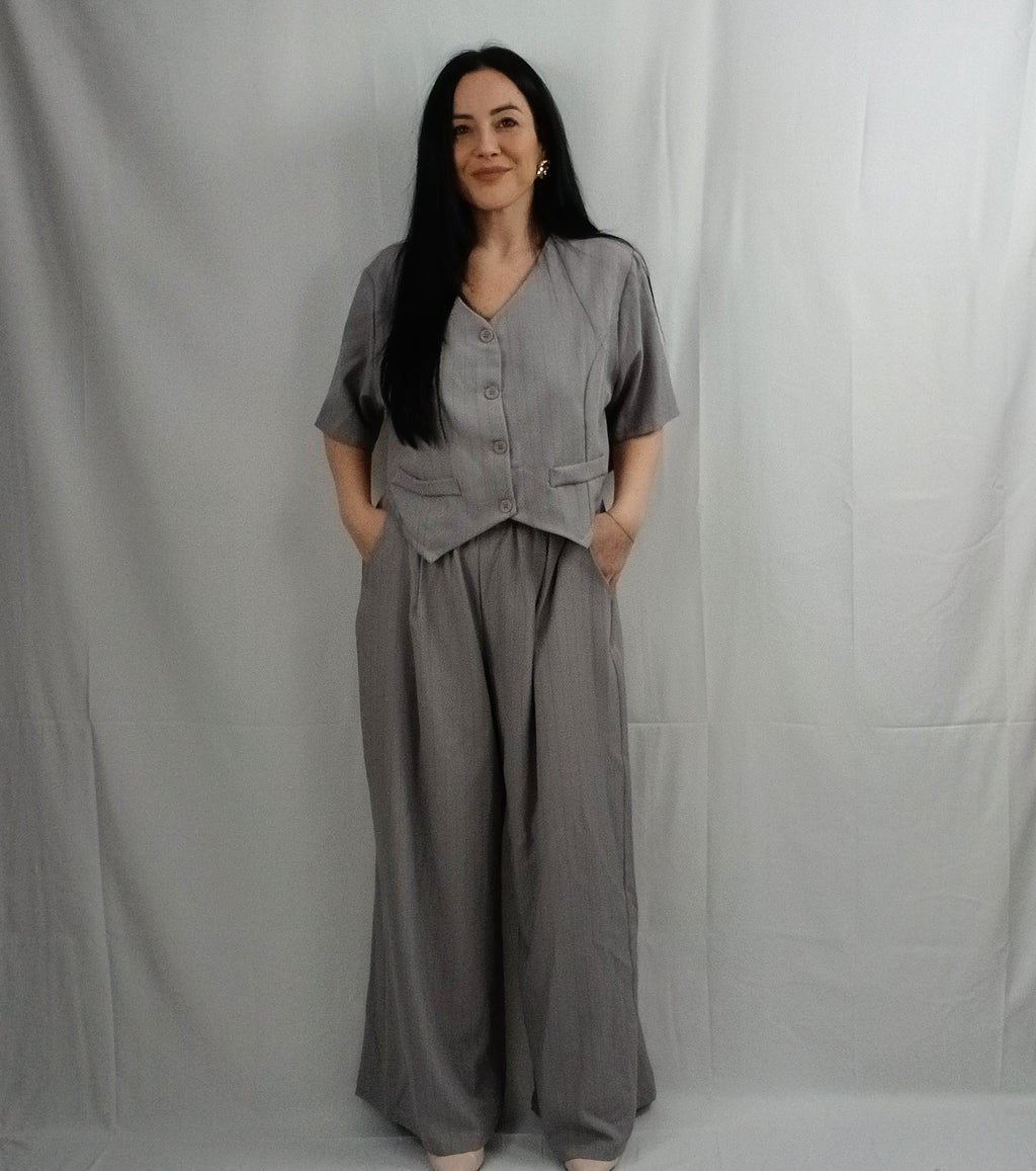 Completo Curvy Pantalone e Gilet Manica Corta