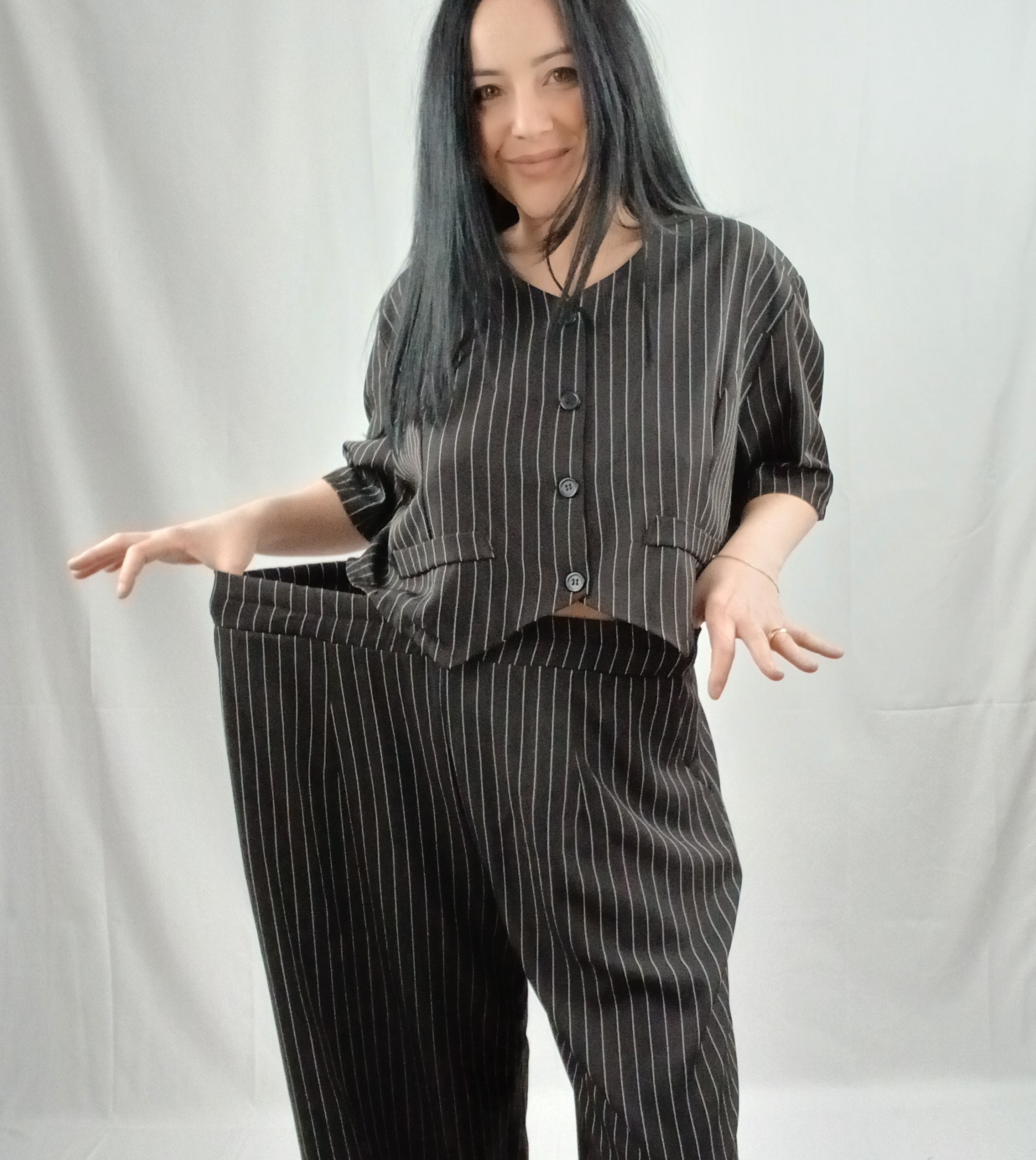 Completo Curvy Pantalone e Gilet Manica Corta
