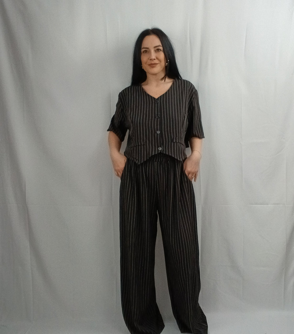 Completo Curvy Pantalone e Gilet Manica Corta
