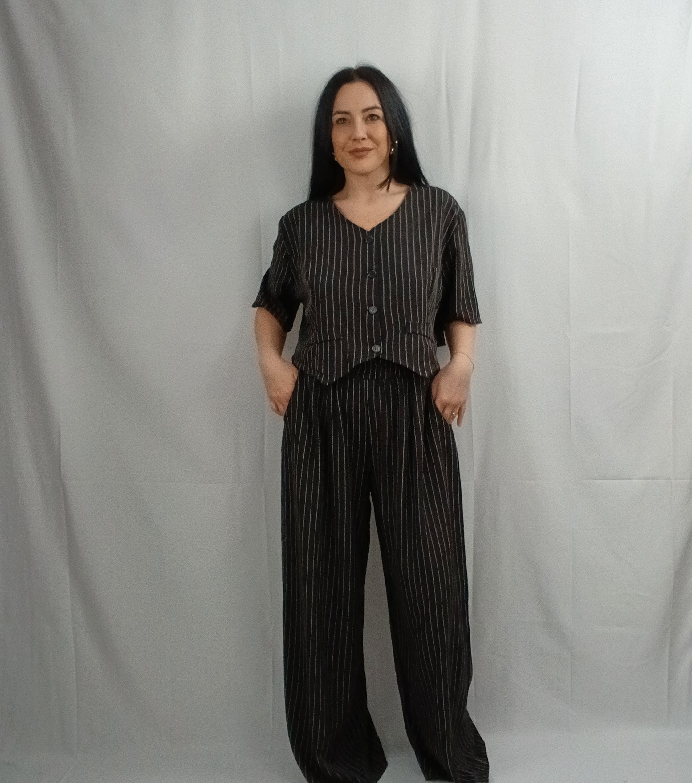 Completo Curvy Pantalone e Gilet Manica Corta