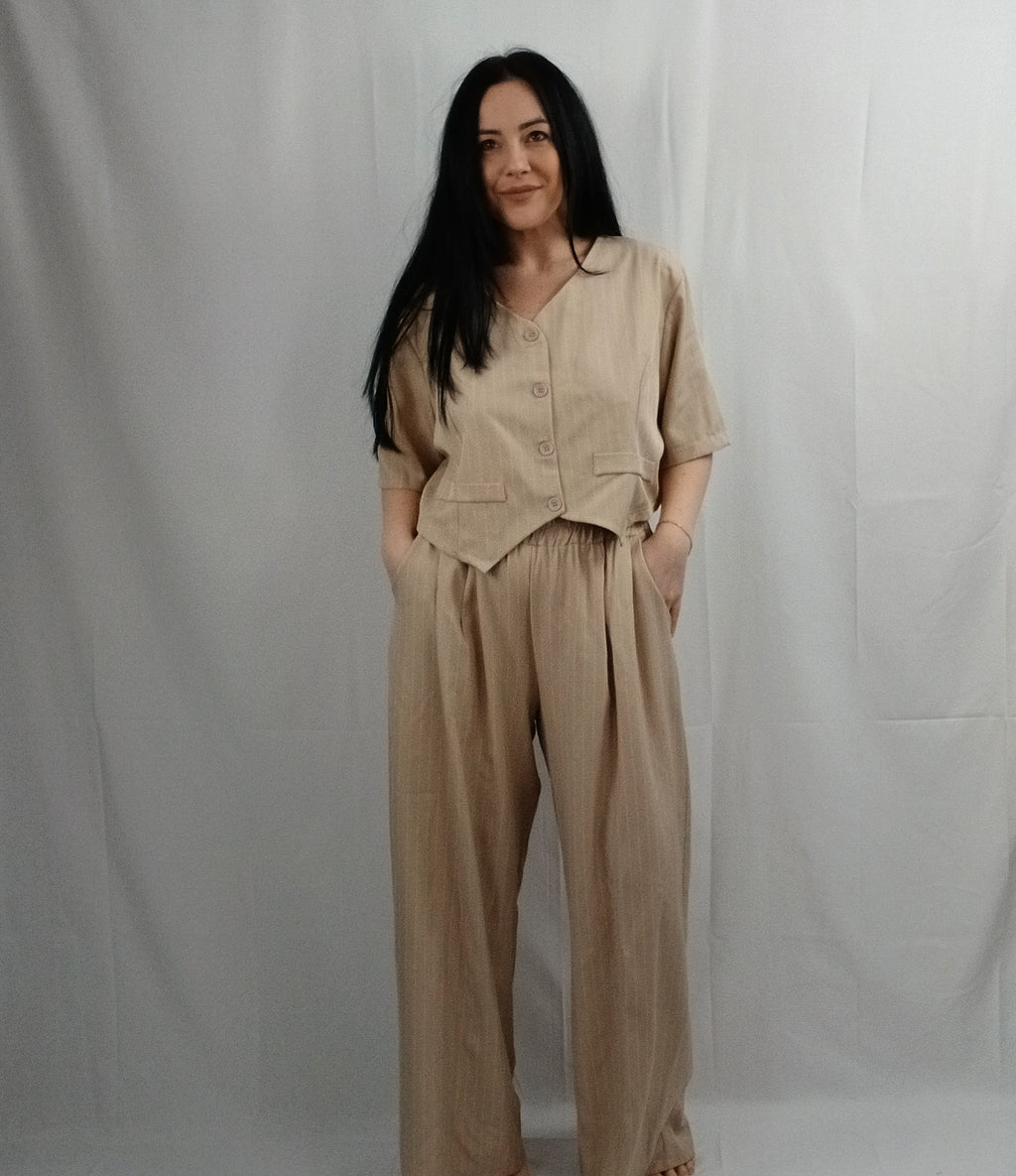 Completo Curvy Pantalone e Gilet Manica Corta