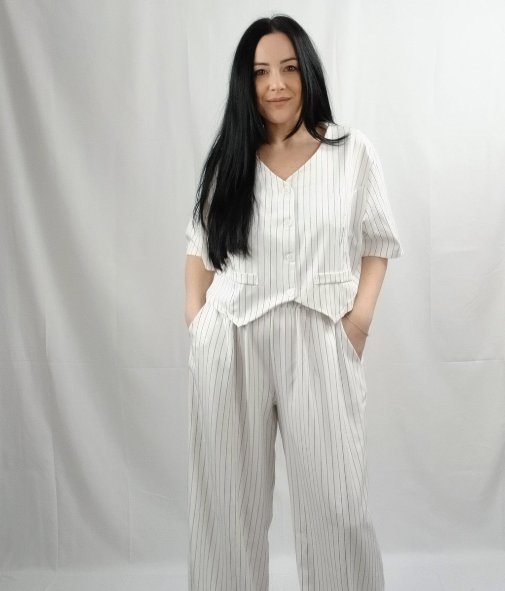 Completo Curvy Pantalone e Gilet Manica Corta
