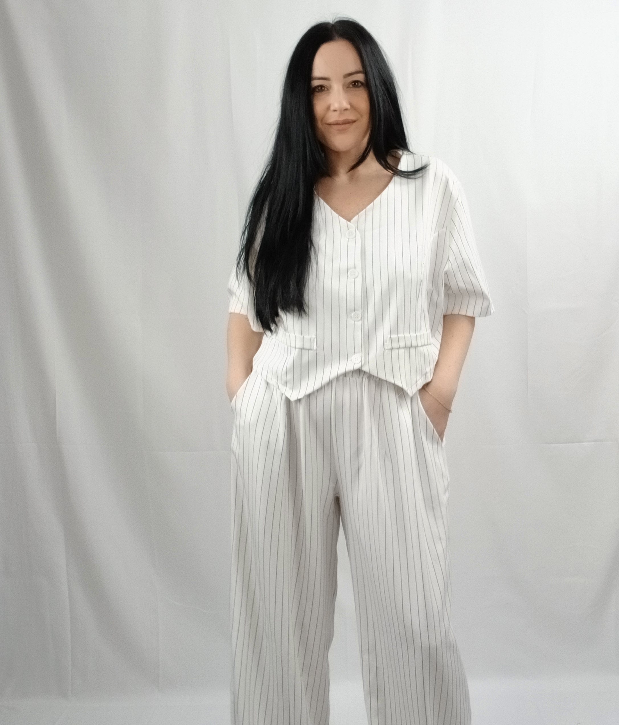 Completo Curvy Pantalone e Gilet Manica Corta