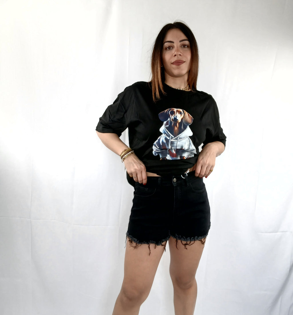 T-Shirt cane e swarovski