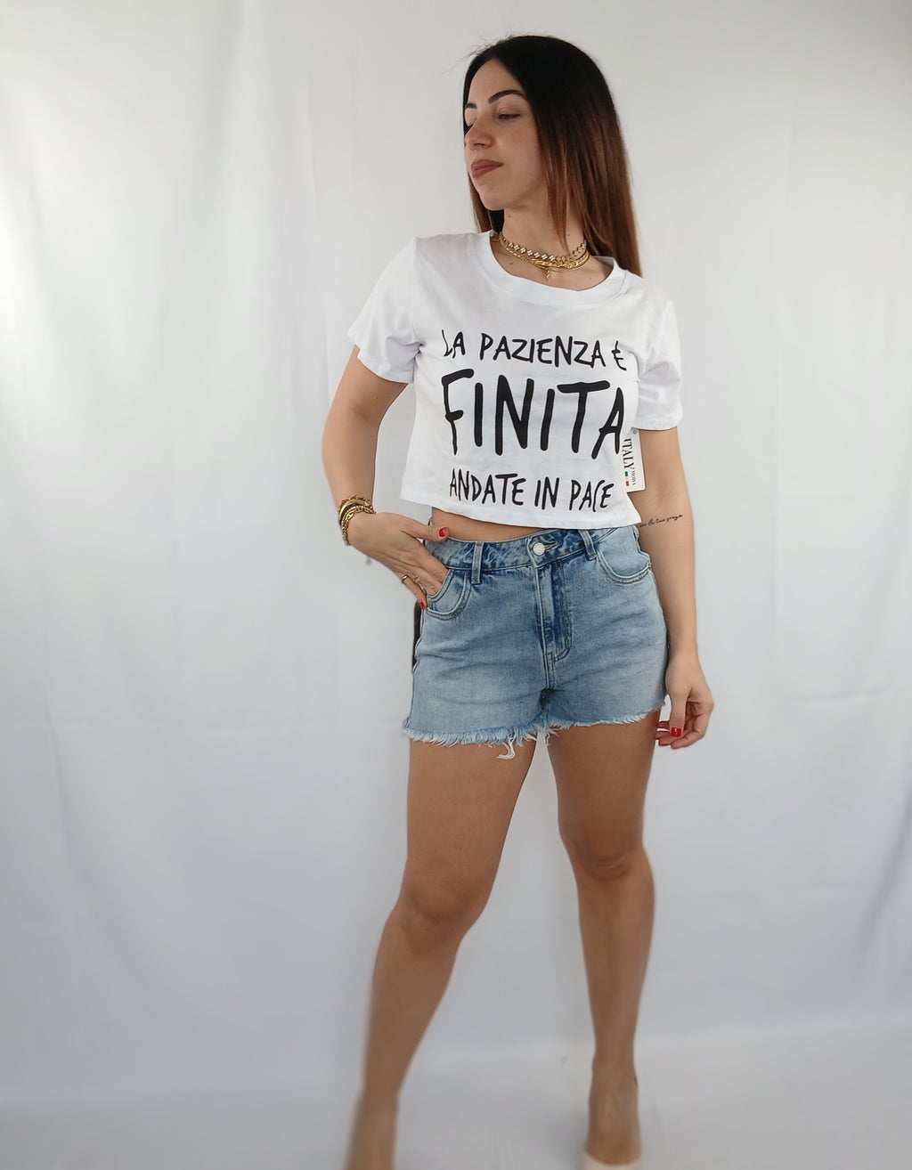 Jeans corto con francia