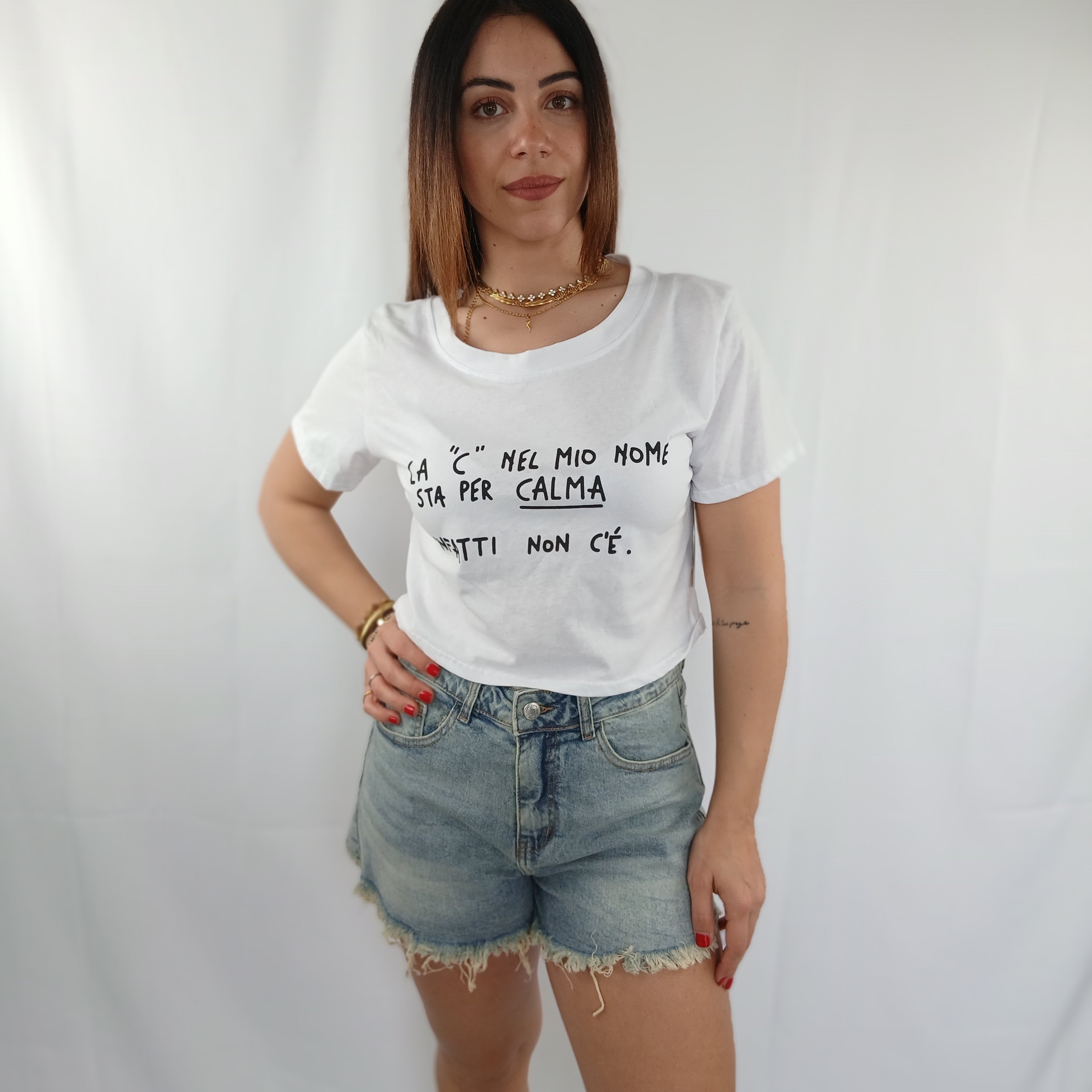 Jeans corto sabbiato glitterato