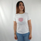 T-shirt fiore con perle