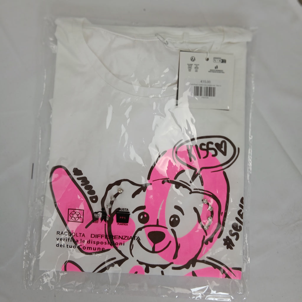 T-shirt love orsetto rosa e swarovski