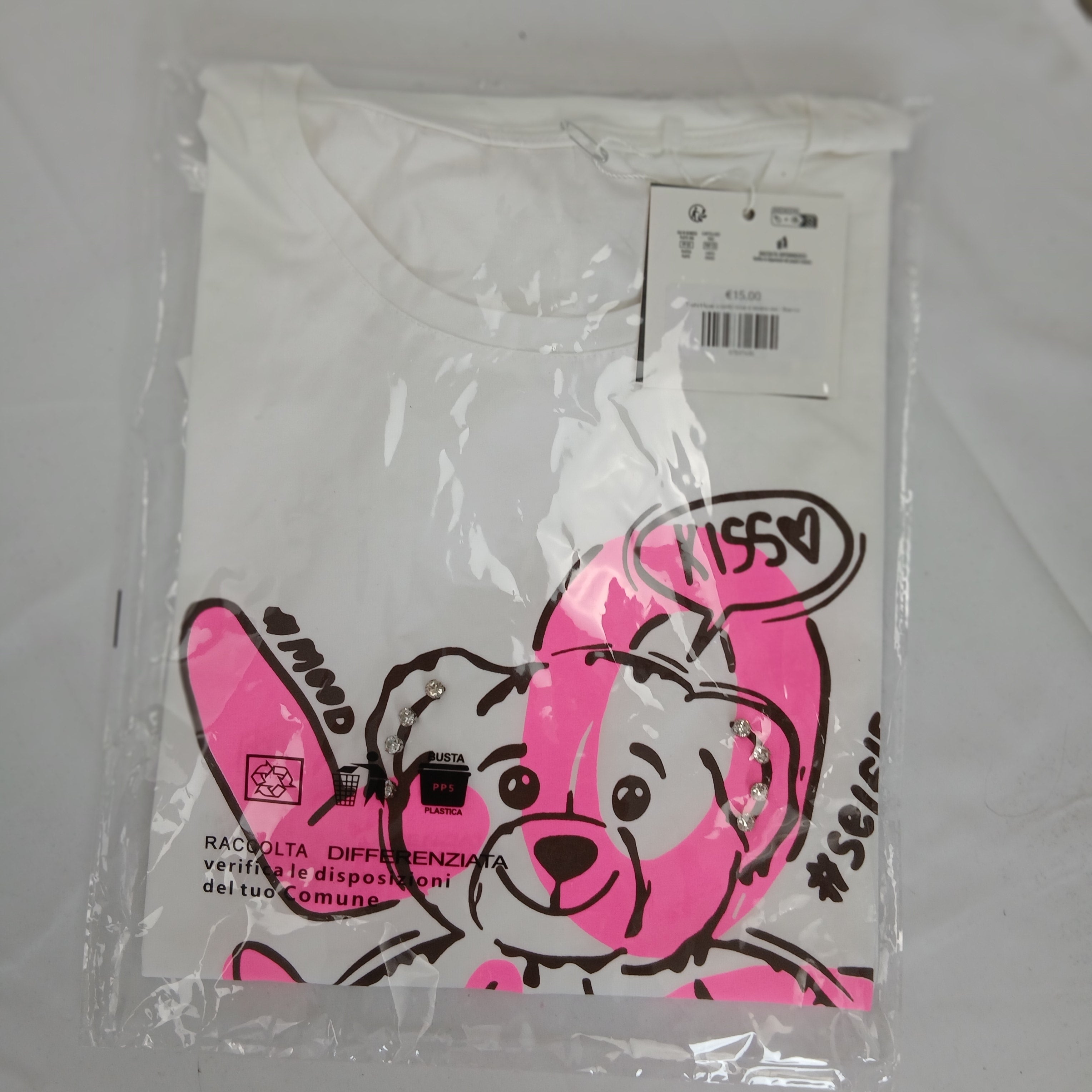 T-shirt love orsetto rosa e swarovski