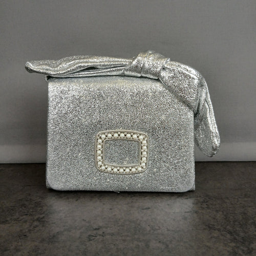 Borsa a Mano con Patta in Brillantini e Perle