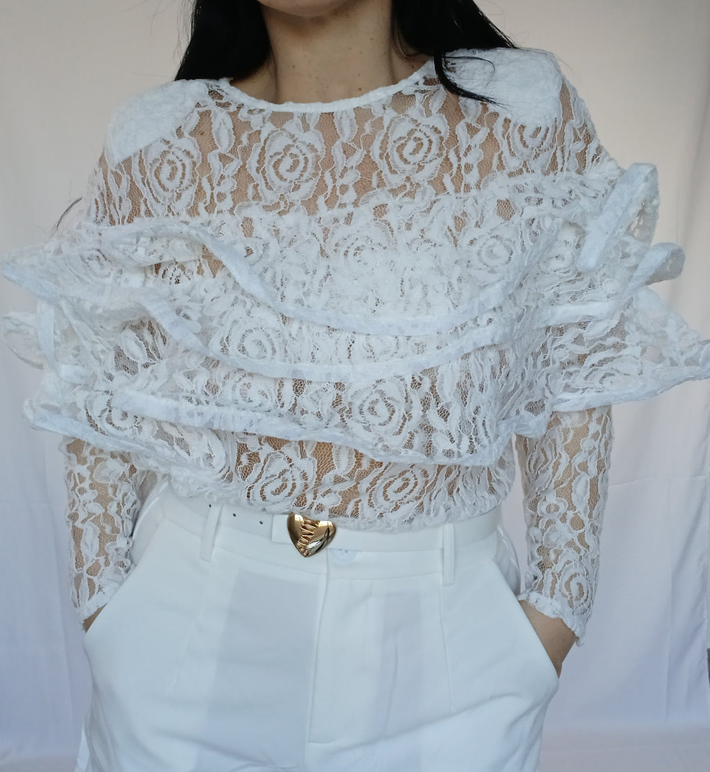 Blusa in pizzo floreale