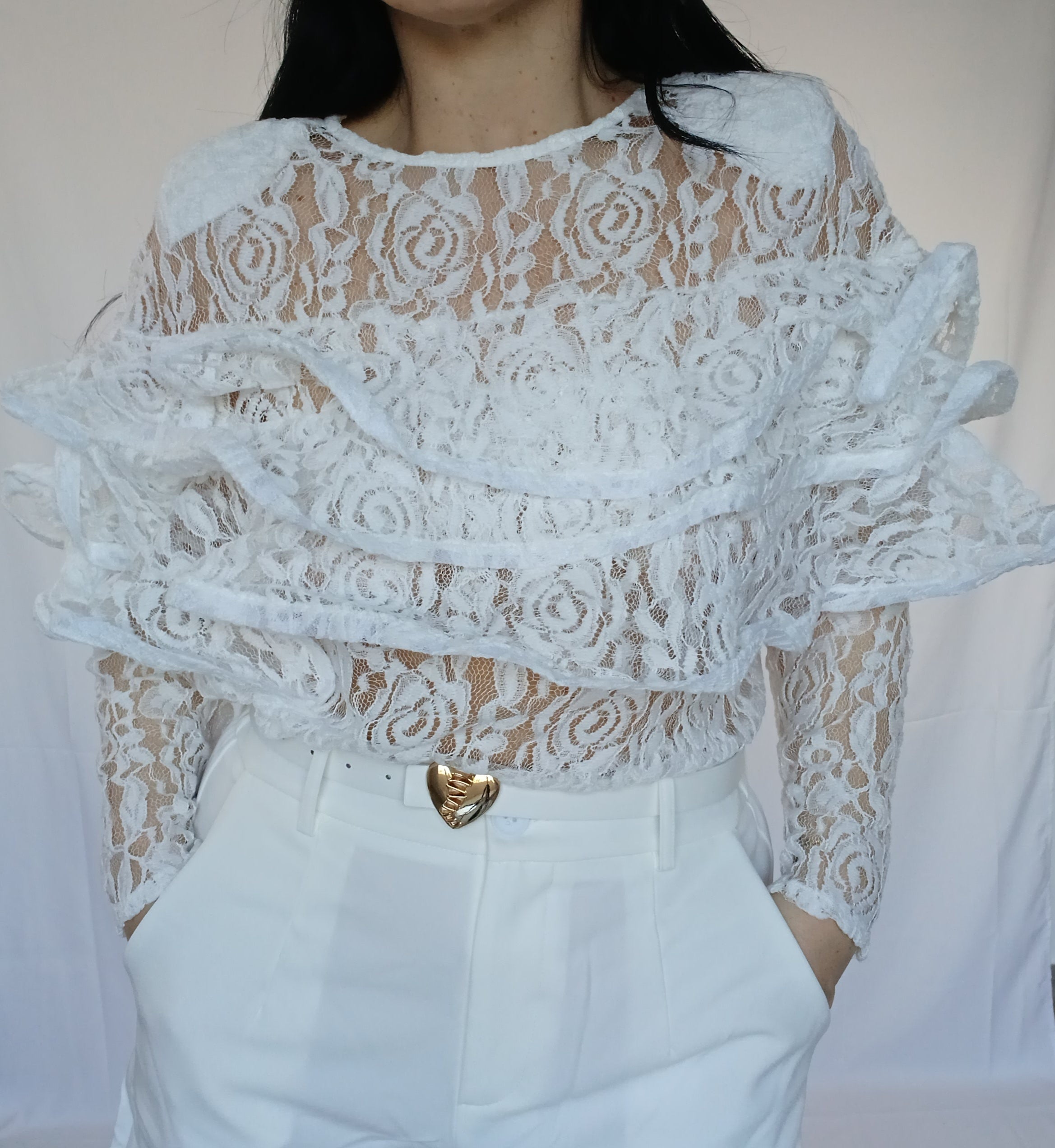 Blusa in pizzo floreale