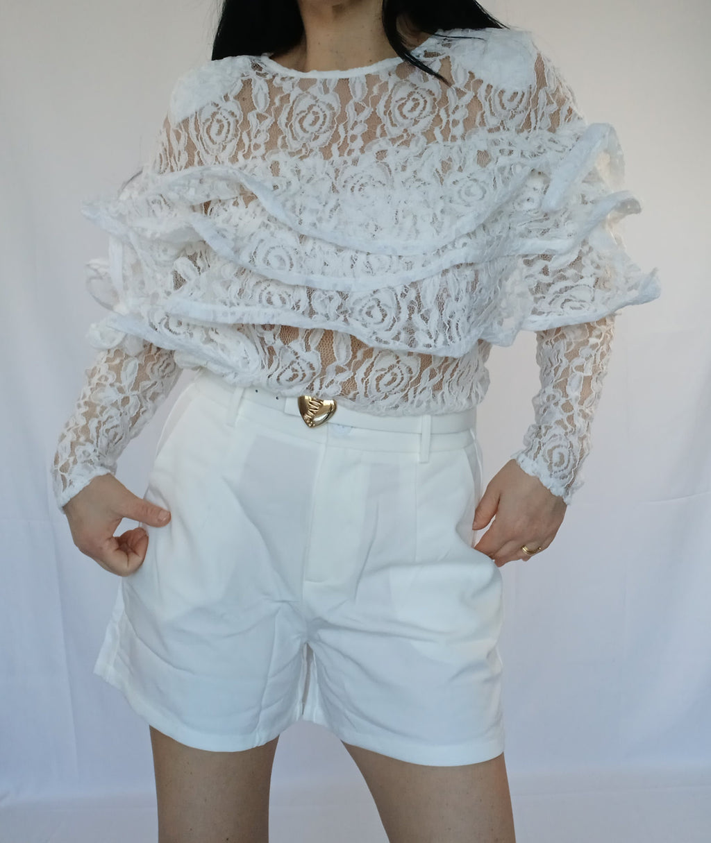Blusa in pizzo floreale