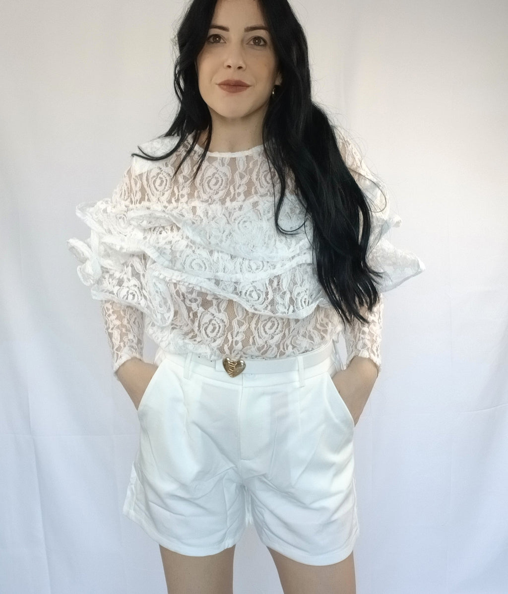 Blusa in pizzo floreale