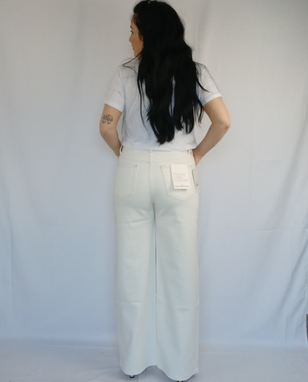 Jeans bianco con strass