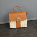 Borsa a mano in Paglia ed Ecopelle