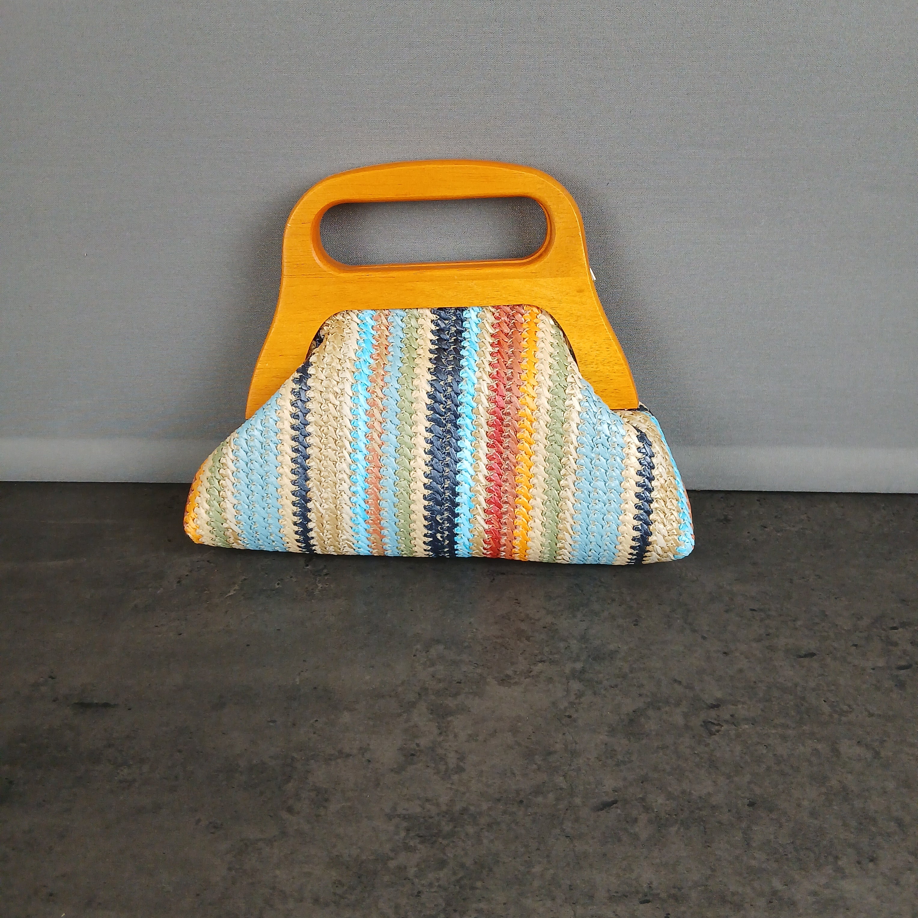 Borsa a Mano con Manico in Legno