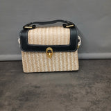 Borsa a Mano in Paglia con Dettagli in Ecopelle