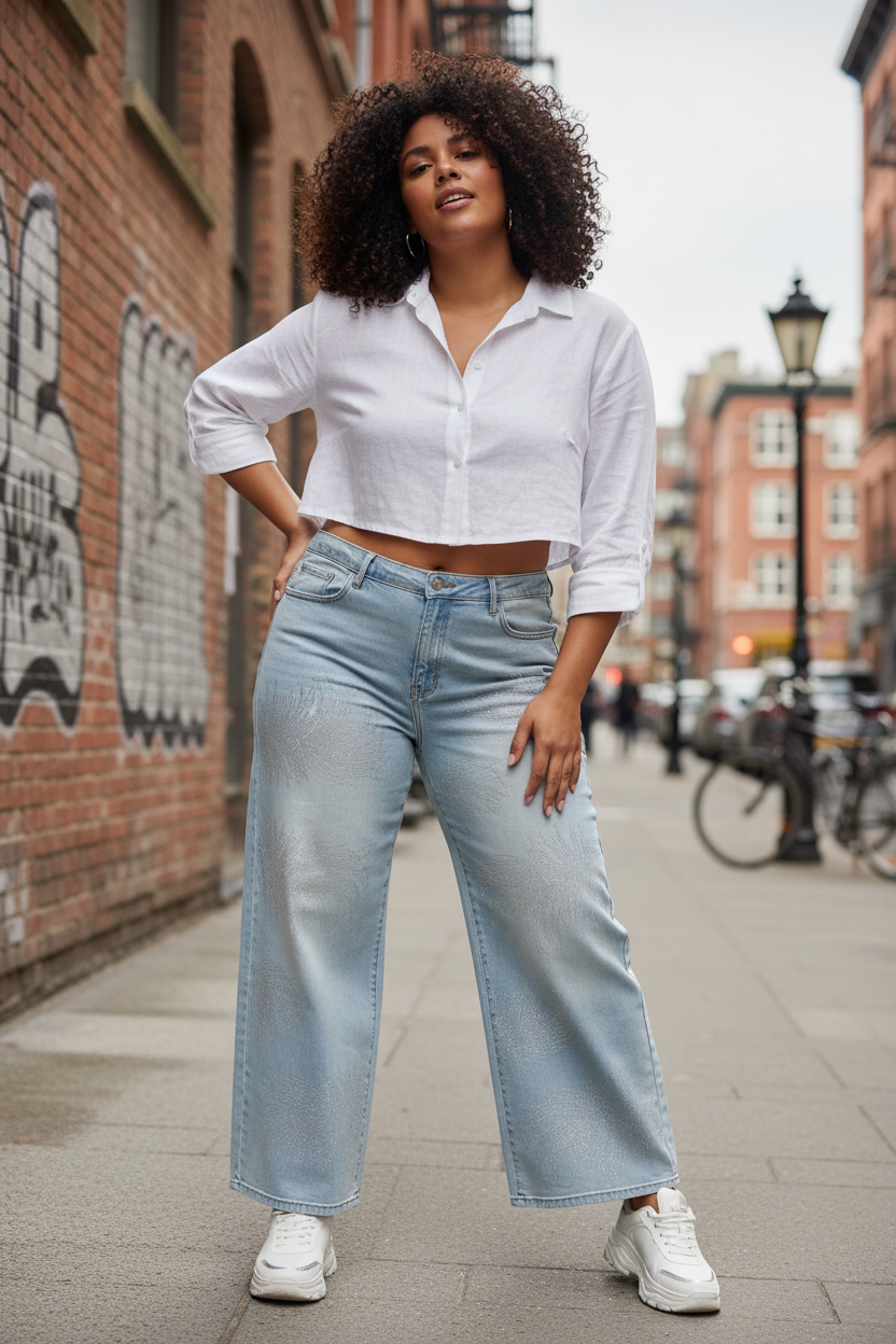 Jeans con strass curvy