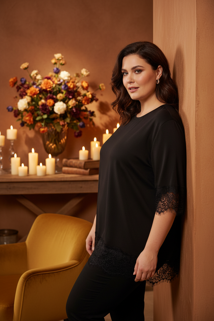 Maglia curvy con pizzo