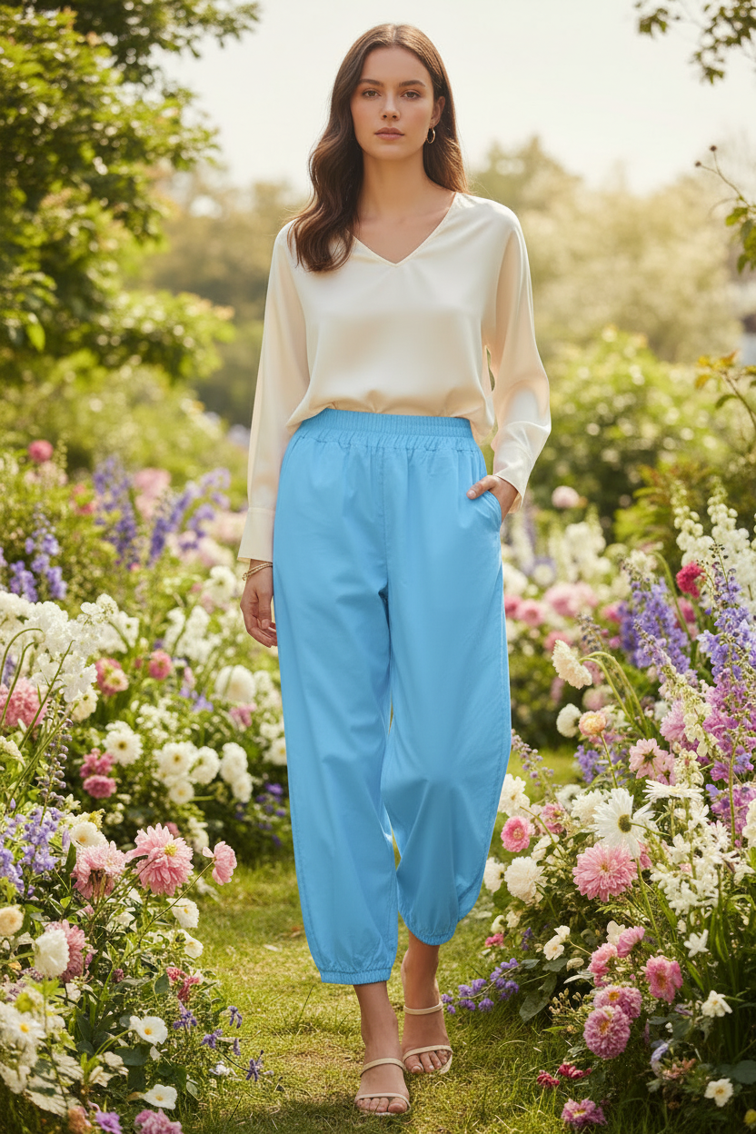 Pantalone Balloon Casual con Vita Elastica