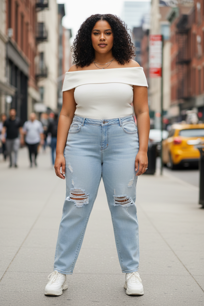 Jeans con strappi curvy