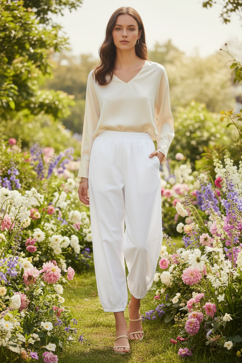 Pantalone Balloon Casual con Vita Elastica