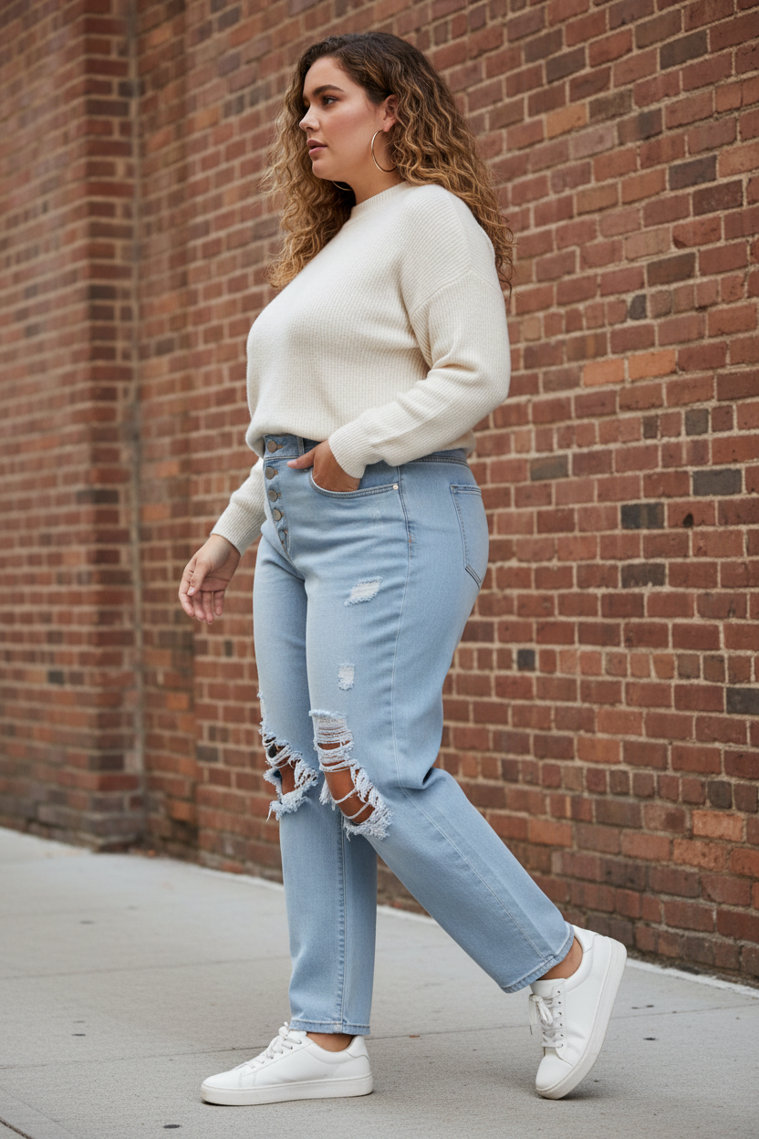 Jeans con strappi curvy