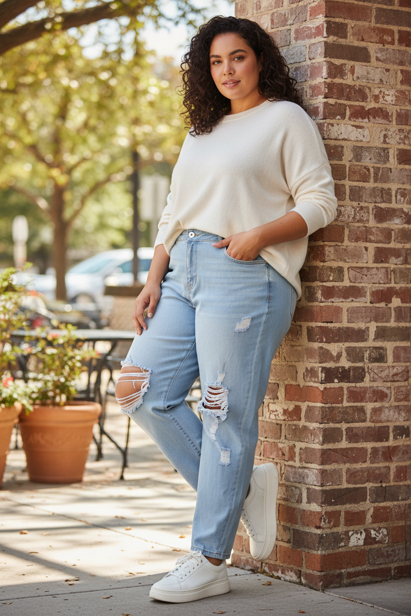 Jeans con strappi curvy