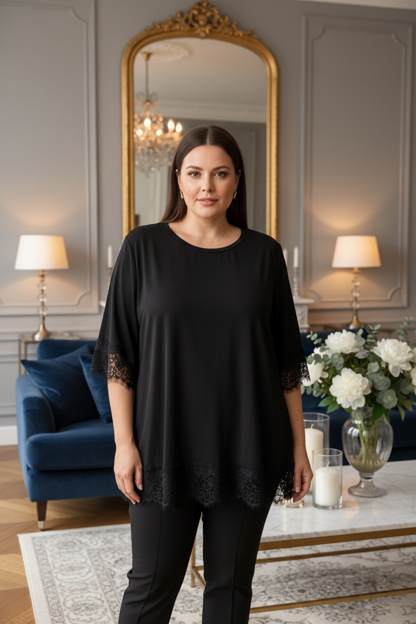 Maglia curvy con pizzo