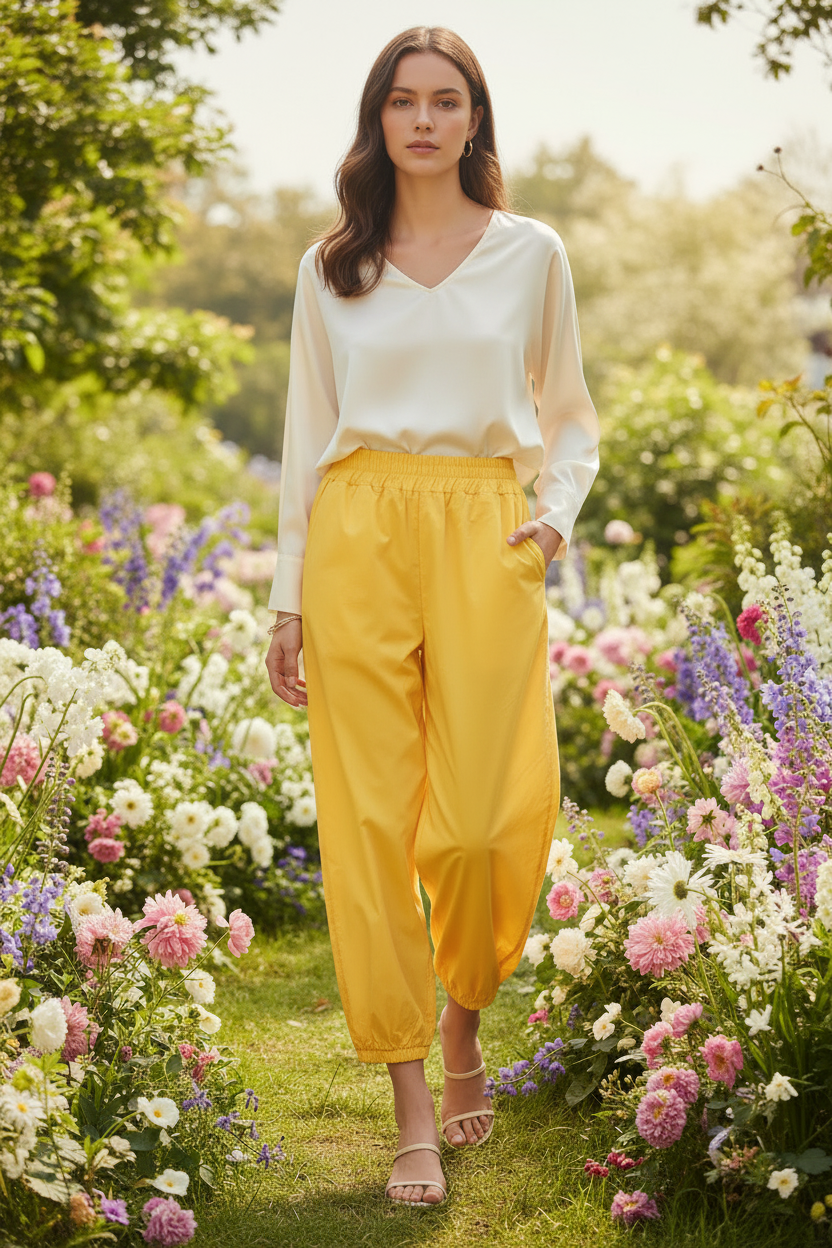 Pantalone Balloon Casual con Vita Elastica
