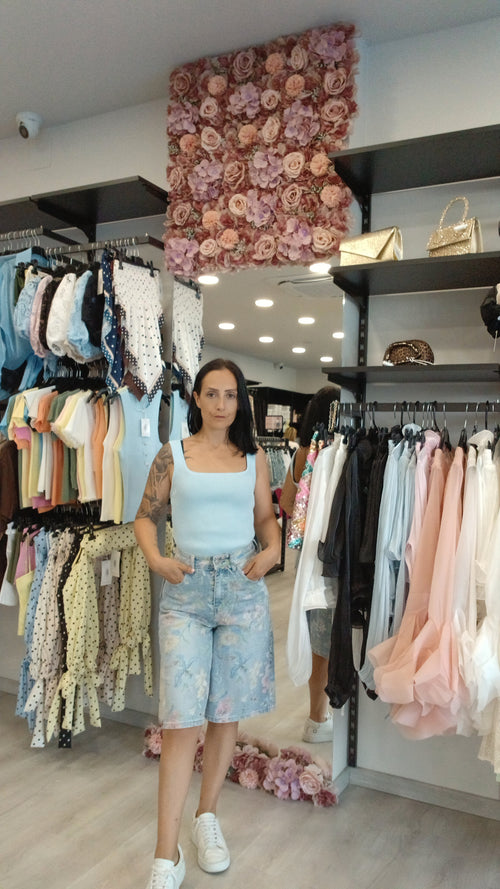Bermuda jeans fiorato