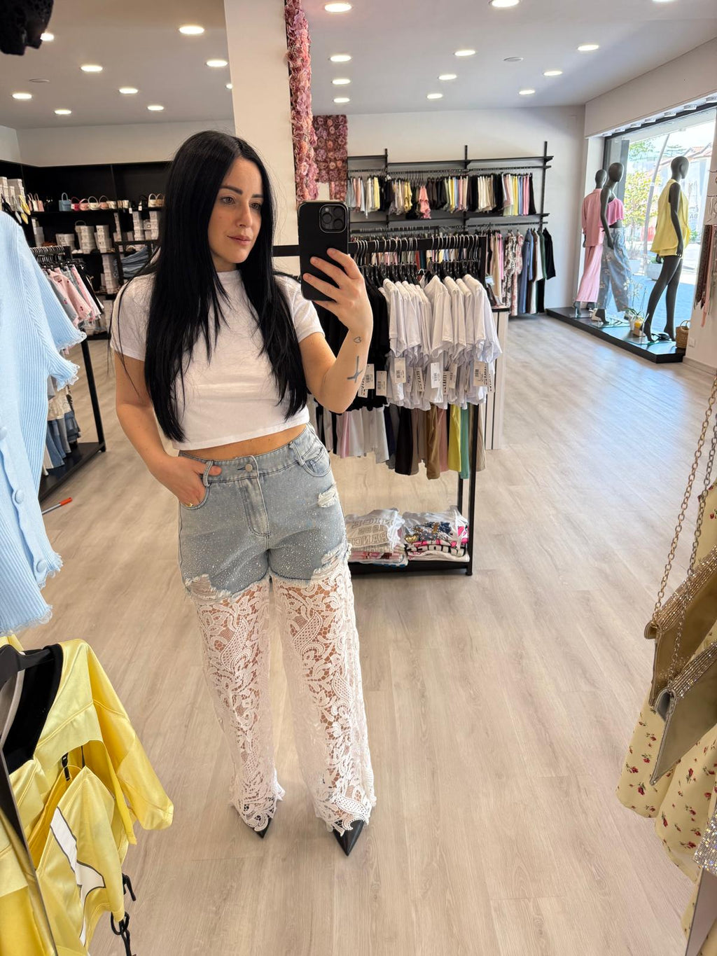 Jeans con pizzo