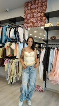 Jeans balloon fiorato