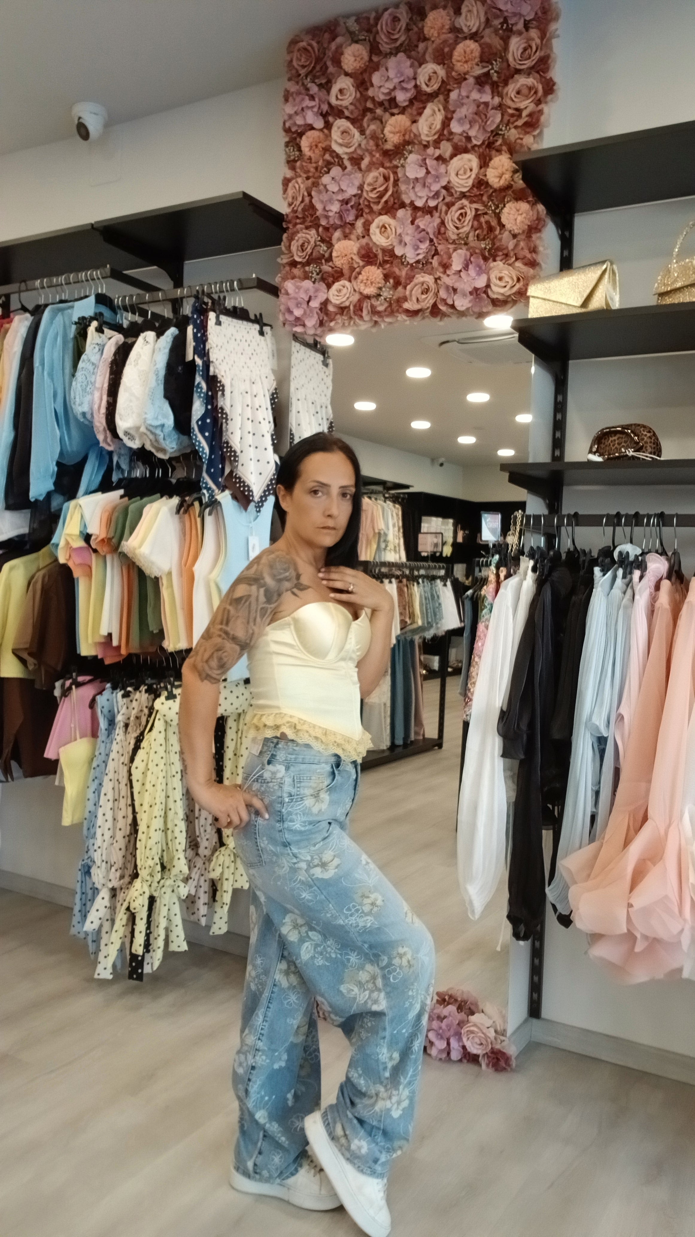 Jeans balloon fiorato