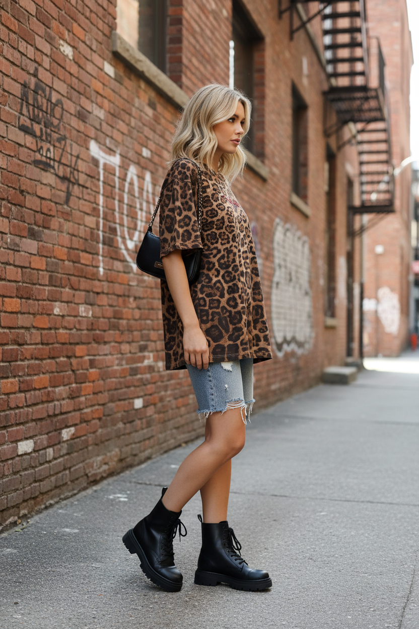 T-shirt animalier - posa laterale