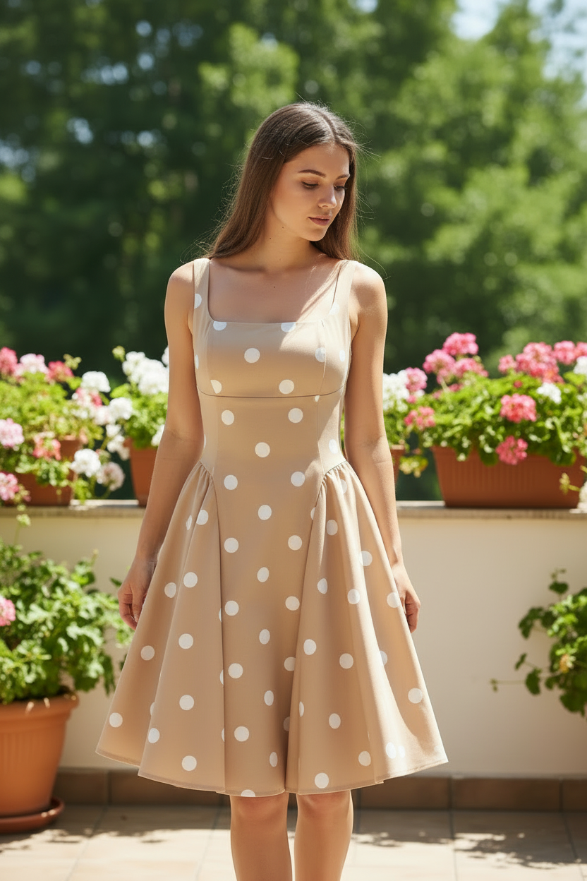 Vestito a pois - Versione beige
